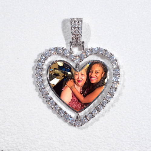 3D Spinning 2-Faced Heart Custom Picture Pendant