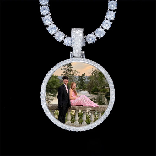 925S & VVS Moissanite 3D Circle Custom Picture Pendant