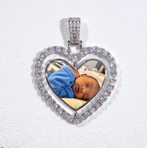 3D Spinning 2-Faced Heart Custom Picture Pendant