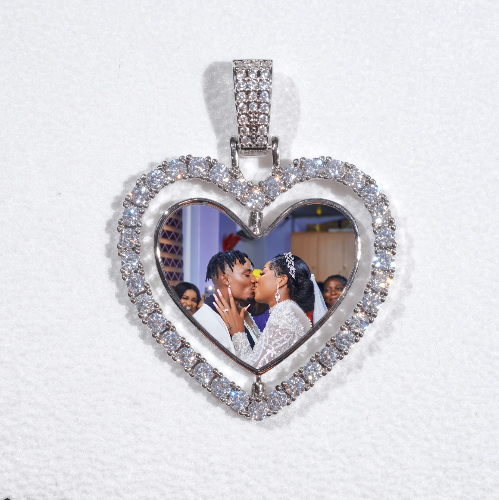 3D Spinning 2-Faced Heart Custom Picture Pendant
