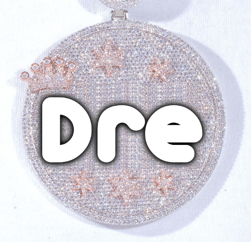 CUSTOM LETTER NECKLACE 3D BIG CROWN DISC