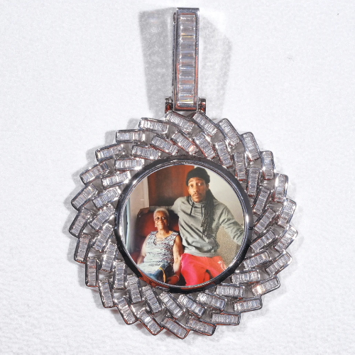 Large 3D Baguette Custom Picture Pendant