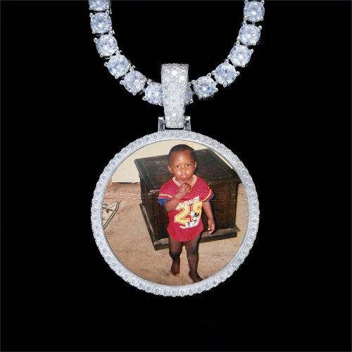925S & VVS Moissanite 3D Circle Custom Picture Pendant