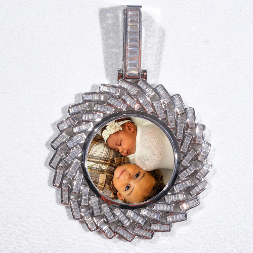 Large 3D Baguette Custom Picture Pendant