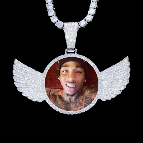 925S & VVS Moissanite 3D Wing Custom Picture Pendant