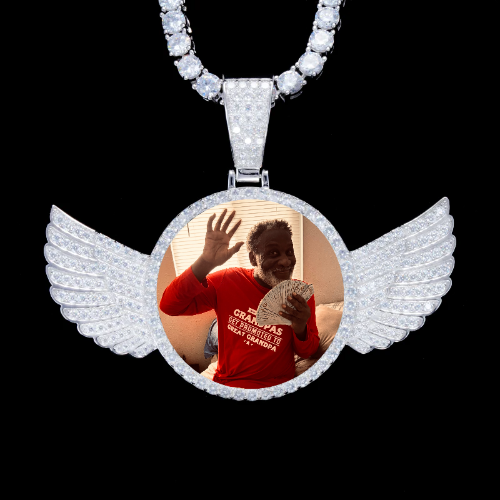 925S & VVS Moissanite 3D Wing Custom Picture Pendant