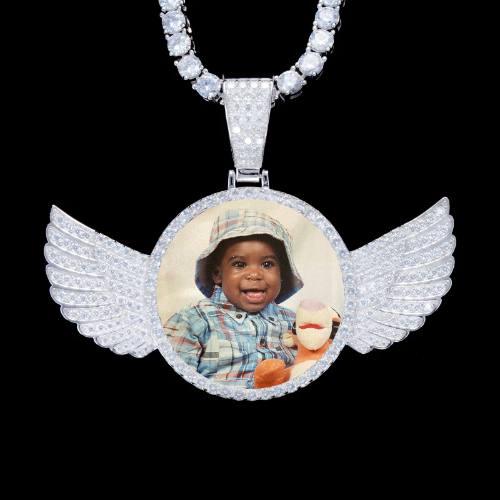 925S & VVS Moissanite 3D Wing Custom Picture Pendant