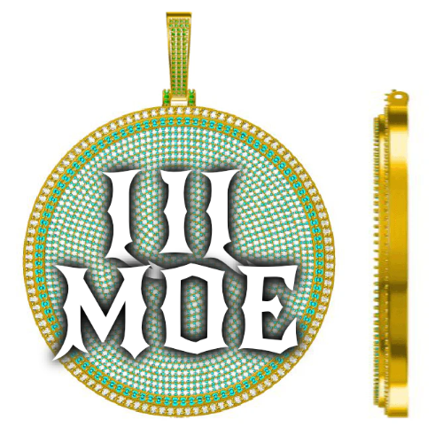 CUSTOM LETTER NECKLACE 3D BIG DISC