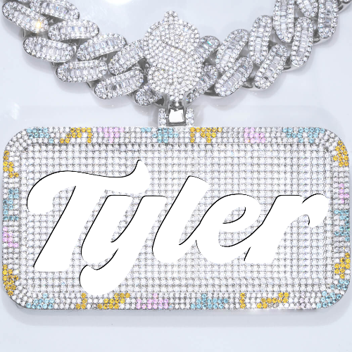CUSTOM LETTER NECKLACE 3D COLORFUL SQUARE