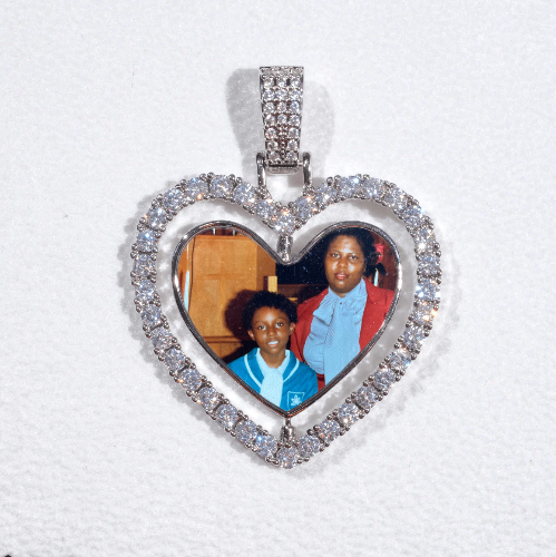 3D Spinning 2-Faced Heart Custom Picture Pendant