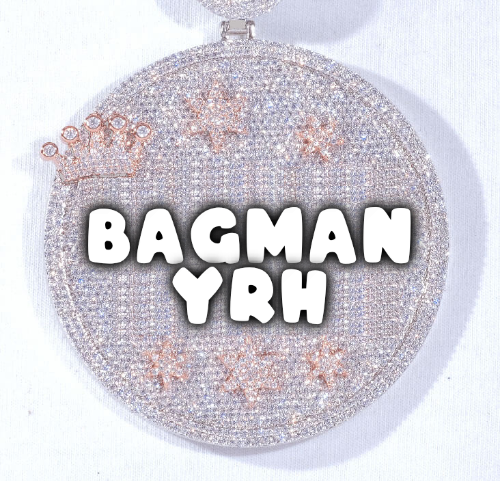 CUSTOM LETTER NECKLACE 3D BIG CROWN DISC