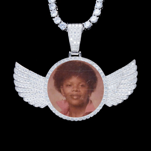 925S & VVS Moissanite 3D Wing Custom Picture Pendant
