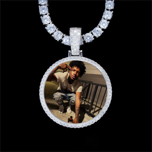 925S & VVS Moissanite 3D Circle Custom Picture Pendant