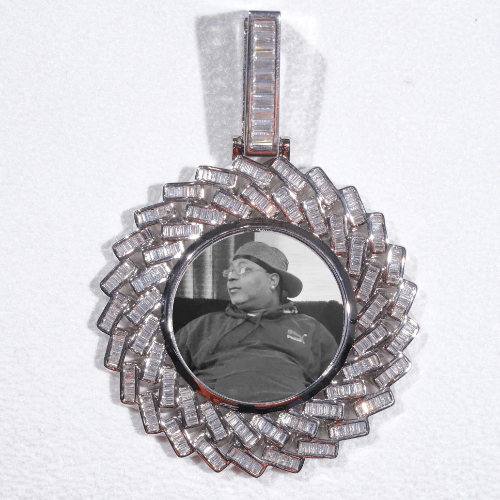Large 3D Baguette Custom Picture Pendant