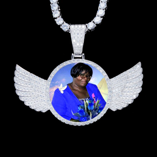 925S & VVS Moissanite 3D Wing Custom Picture Pendant