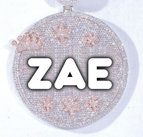 CUSTOM LETTER NECKLACE 3D BIG CROWN DISC