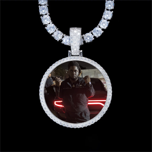 925S & VVS Moissanite 3D Circle Custom Picture Pendant