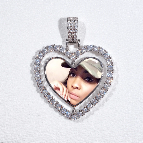 3D Spinning 2-Faced Heart Custom Picture Pendant