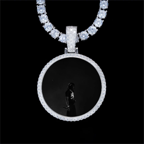 925S & VVS Moissanite 3D Circle Custom Picture Pendant