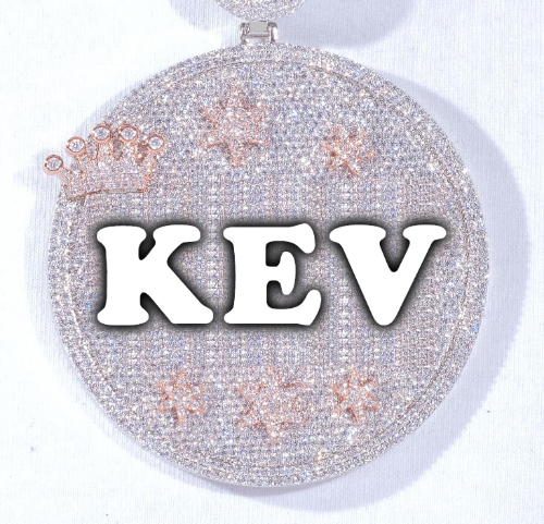 CUSTOM LETTER NECKLACE 3D BIG CROWN DISC