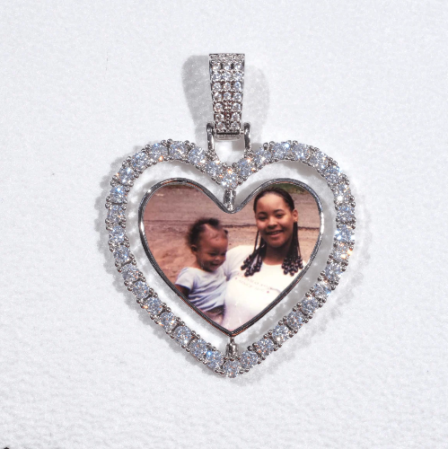 3D Spinning 2-Faced Heart Custom Picture Pendant