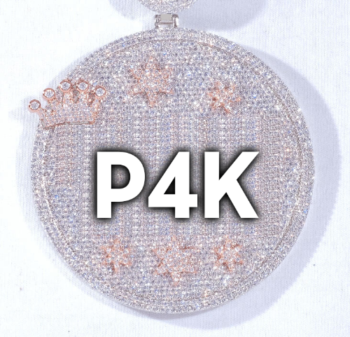 CUSTOM LETTER NECKLACE 3D BIG CROWN DISC