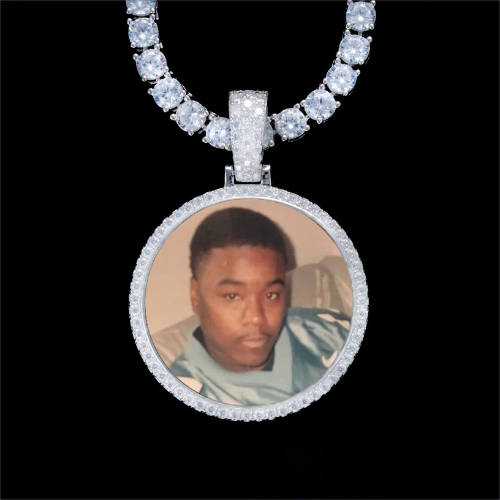 925S & VVS Moissanite 3D Circle Custom Picture Pendant