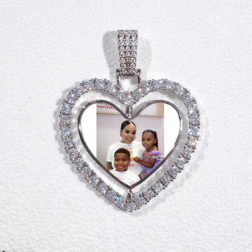 3D Spinning 2-Faced Heart Custom Picture Pendant