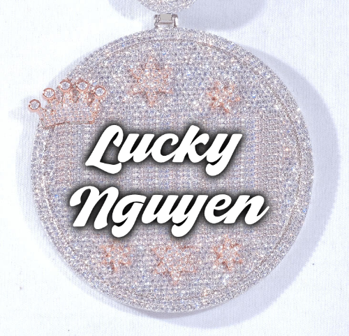 CUSTOM LETTER NECKLACE 3D BIG CROWN DISC