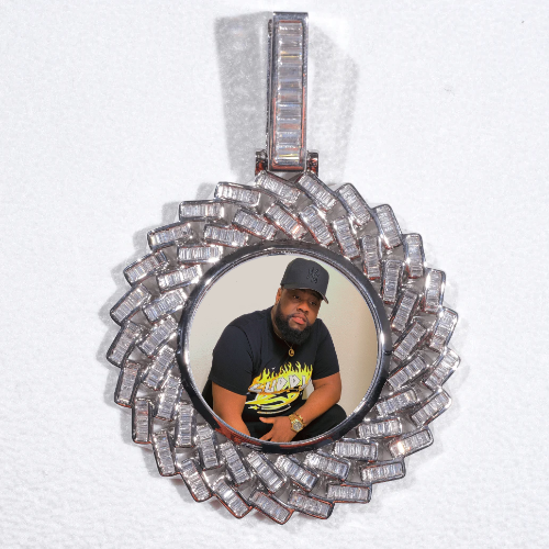 Large 3D Baguette Custom Picture Pendant
