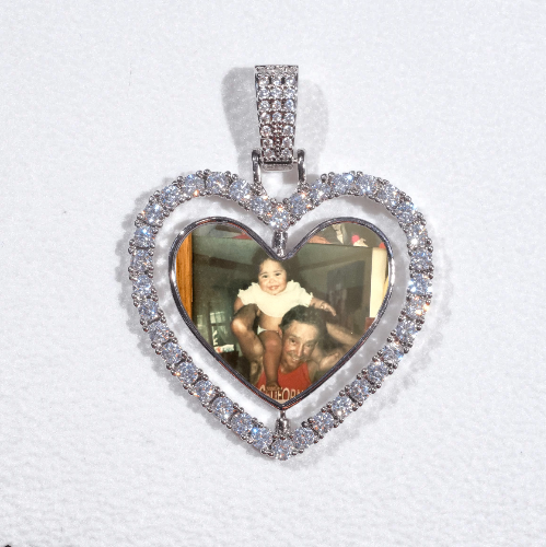 3D Spinning 2-Faced Heart Custom Picture Pendant