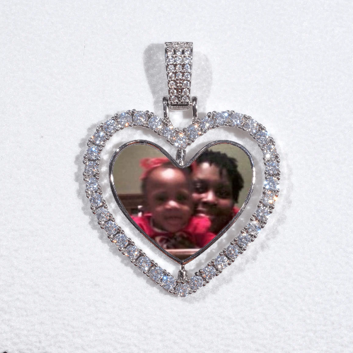 3D Spinning 2-Faced Heart Custom Picture Pendant