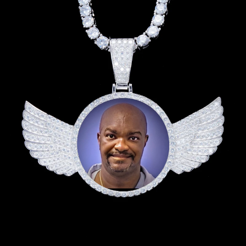 925S & VVS Moissanite 3D Wing Custom Picture Pendant