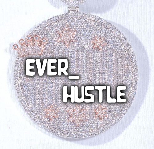 CUSTOM LETTER NECKLACE 3D BIG CROWN DISC