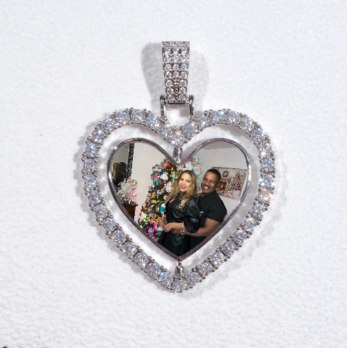 3D Spinning 2-Faced Heart Custom Picture Pendant
