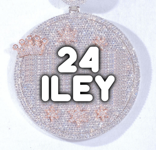 CUSTOM LETTER NECKLACE 3D BIG CROWN DISC