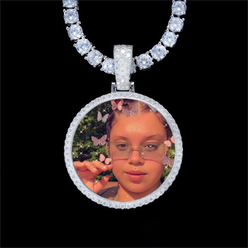 925S & VVS Moissanite 3D Circle Custom Picture Pendant
