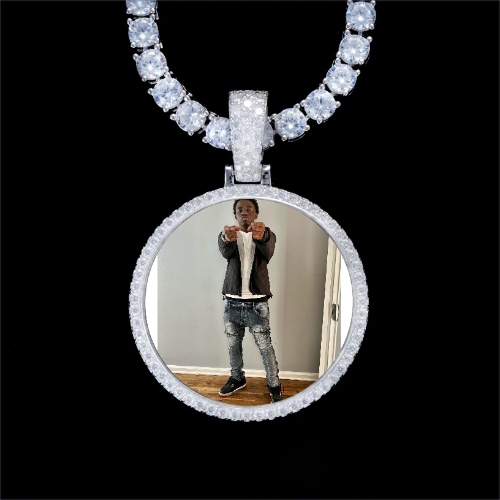 925S & VVS Moissanite 3D Circle Custom Picture Pendant