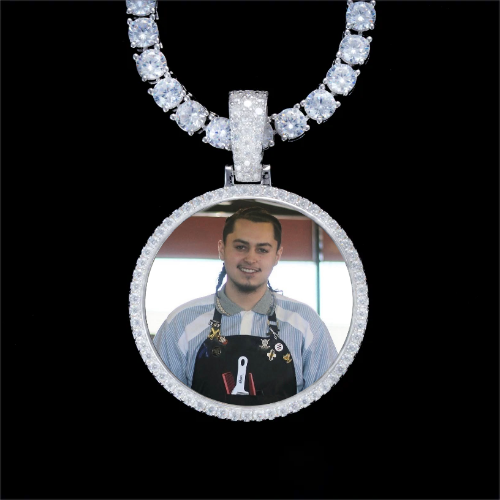 925S & VVS Moissanite 3D Circle Custom Picture Pendant