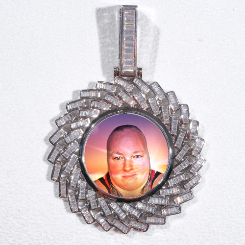 Large 3D Baguette Custom Picture Pendant