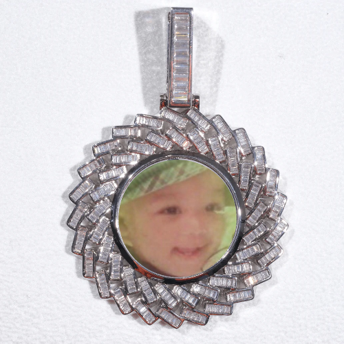 Large 3D Baguette Custom Picture Pendant