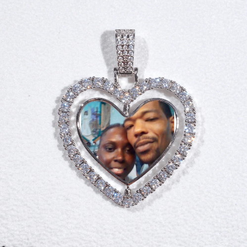 3D Spinning 2-Faced Heart Custom Picture Pendant