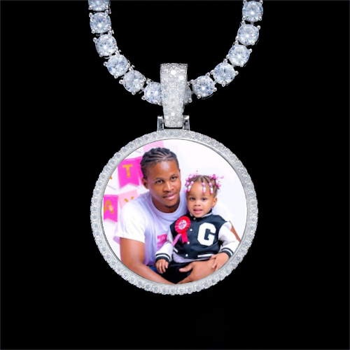 925S & VVS Moissanite 3D Circle Custom Picture Pendant