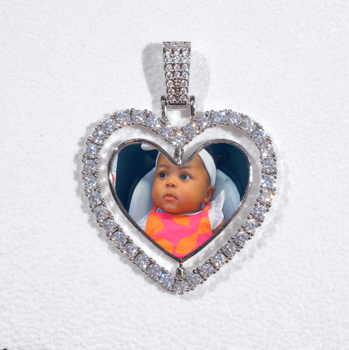 3D Spinning 2-Faced Heart Custom Picture Pendant