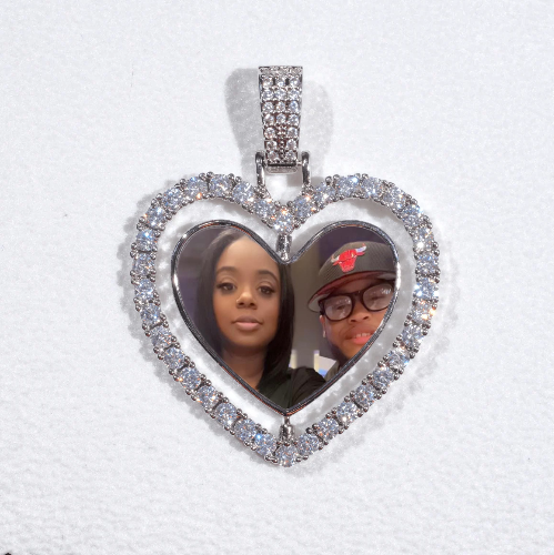 3D Spinning 2-Faced Heart Custom Picture Pendant