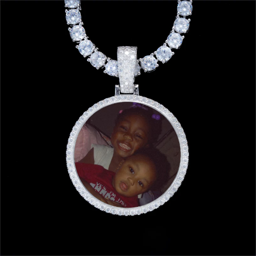 925S & VVS Moissanite 3D Circle Custom Picture Pendant