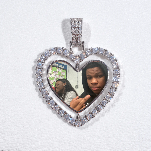3D Spinning 2-Faced Heart Custom Picture Pendant