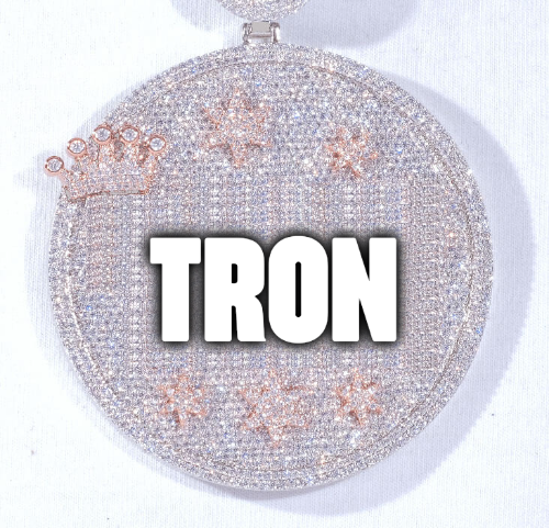 CUSTOM LETTER NECKLACE 3D BIG CROWN DISC