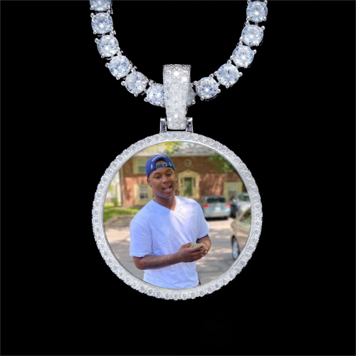925S & VVS Moissanite 3D Circle Custom Picture Pendant