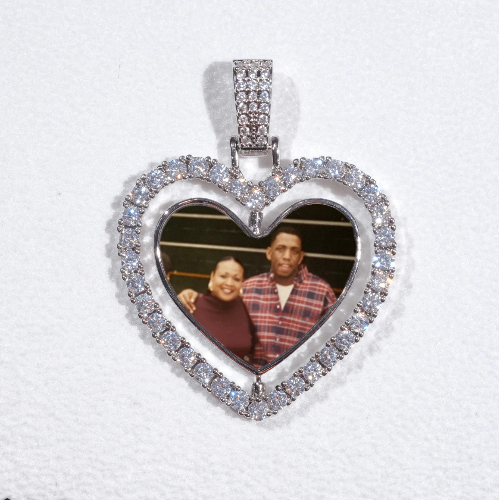 3D Spinning 2-Faced Heart Custom Picture Pendant